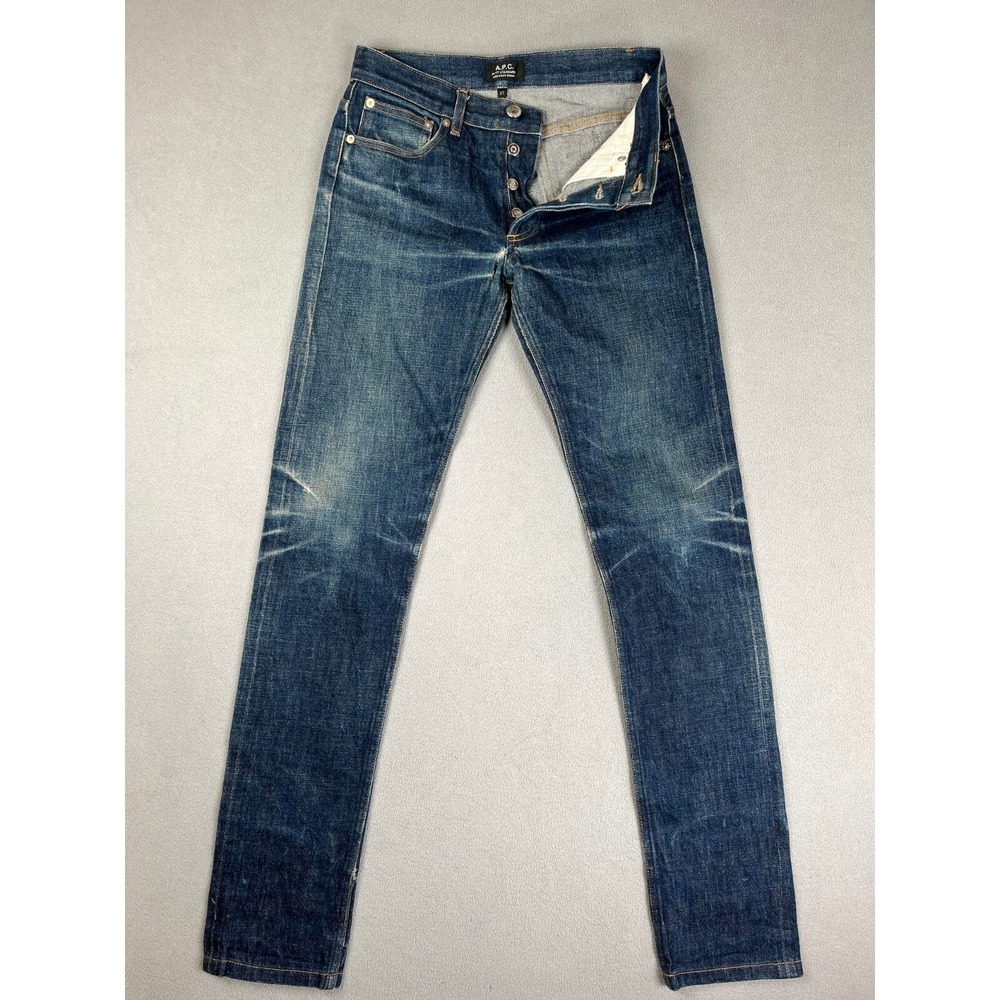 APC Jeans Womens 27x32 Blue Selvedge New Standard Dark Wash Button Fly Denim
